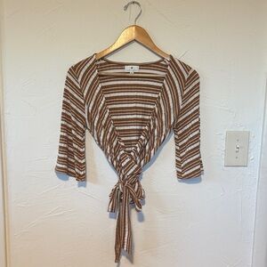Socialite Tan and White Striped Top